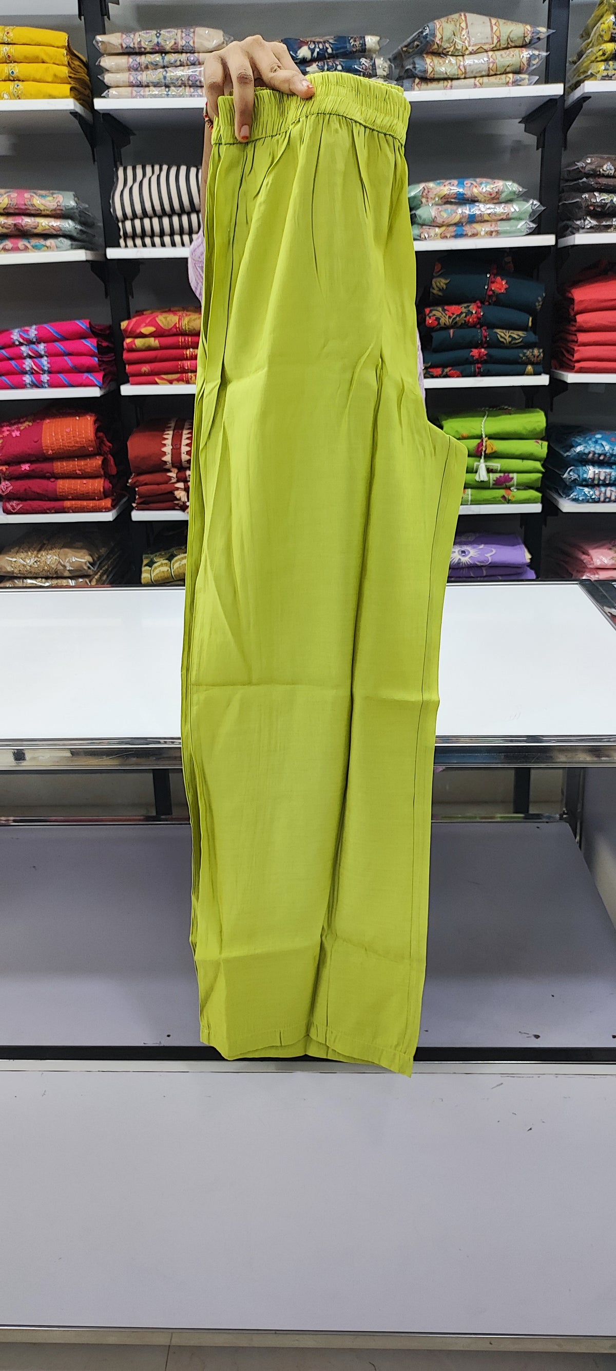 Parrot Green - handwork - Chanderi