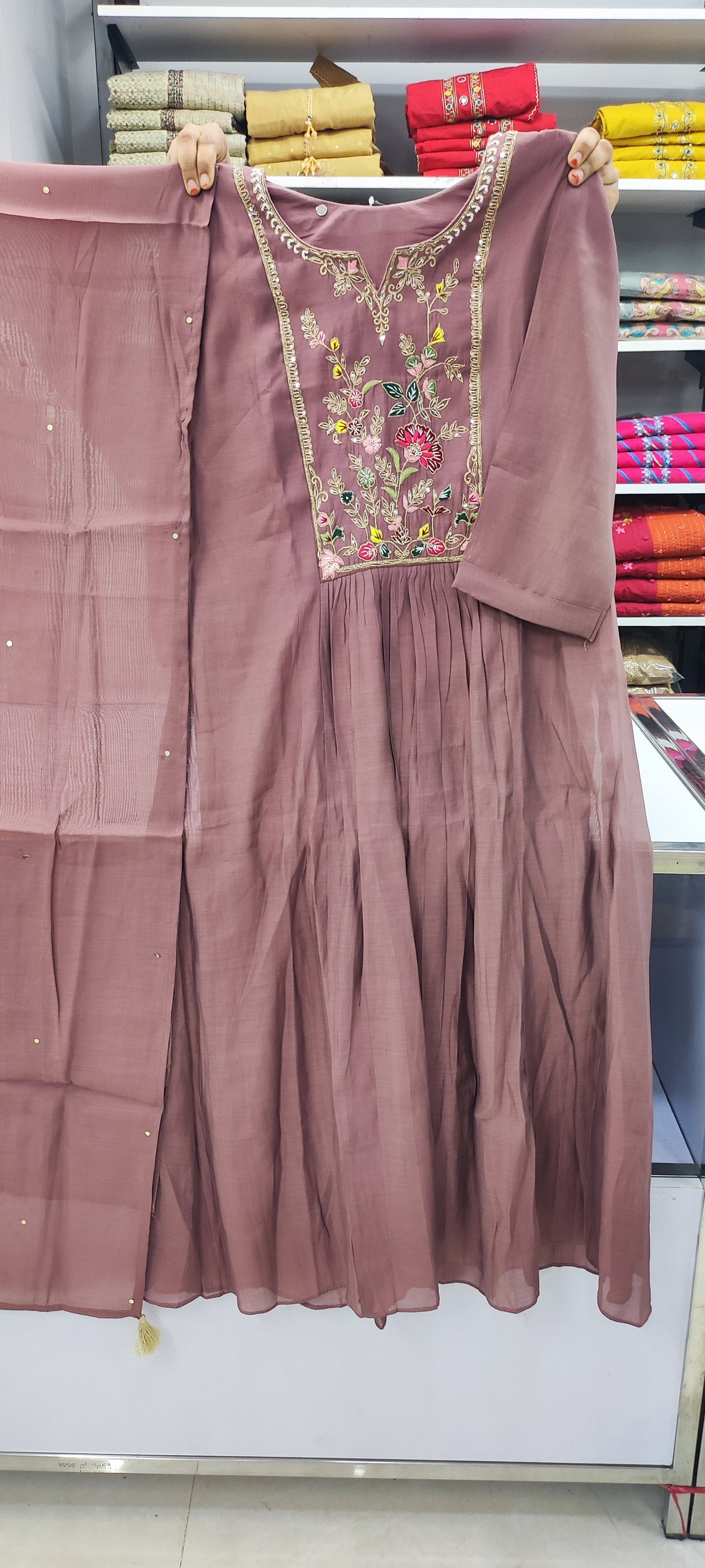 Aline Set - Mal Chanderi - Onion Color