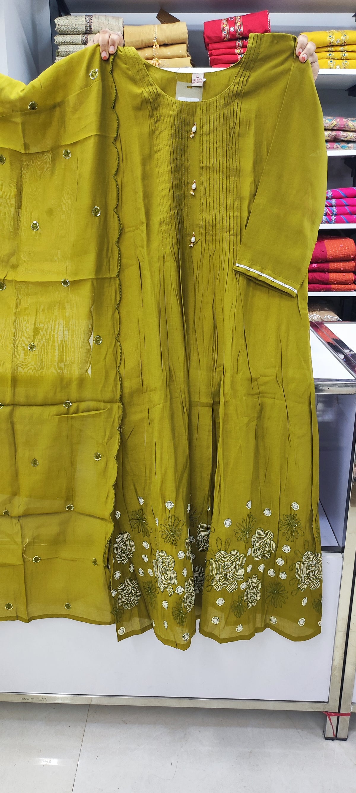 Aline Set - mal Chanderi - Green