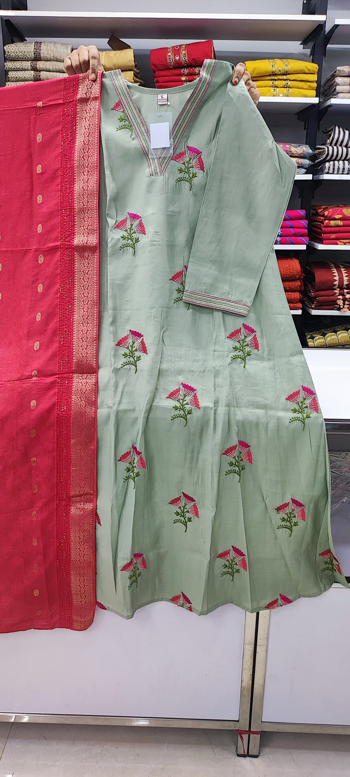 Aline Set - Mal Chanderi - Green