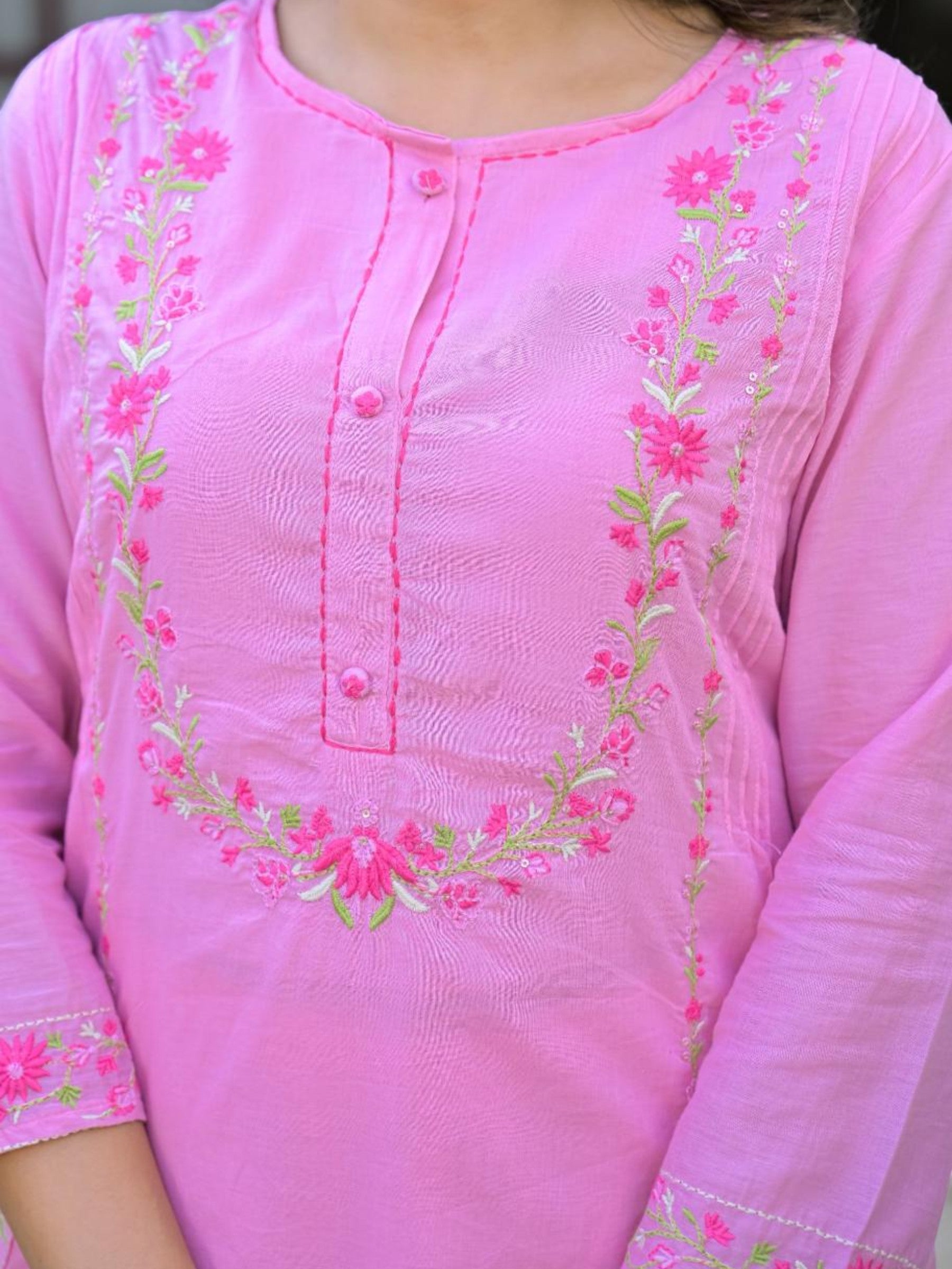Premium Mull Cotton Embroidered A-Line Set
