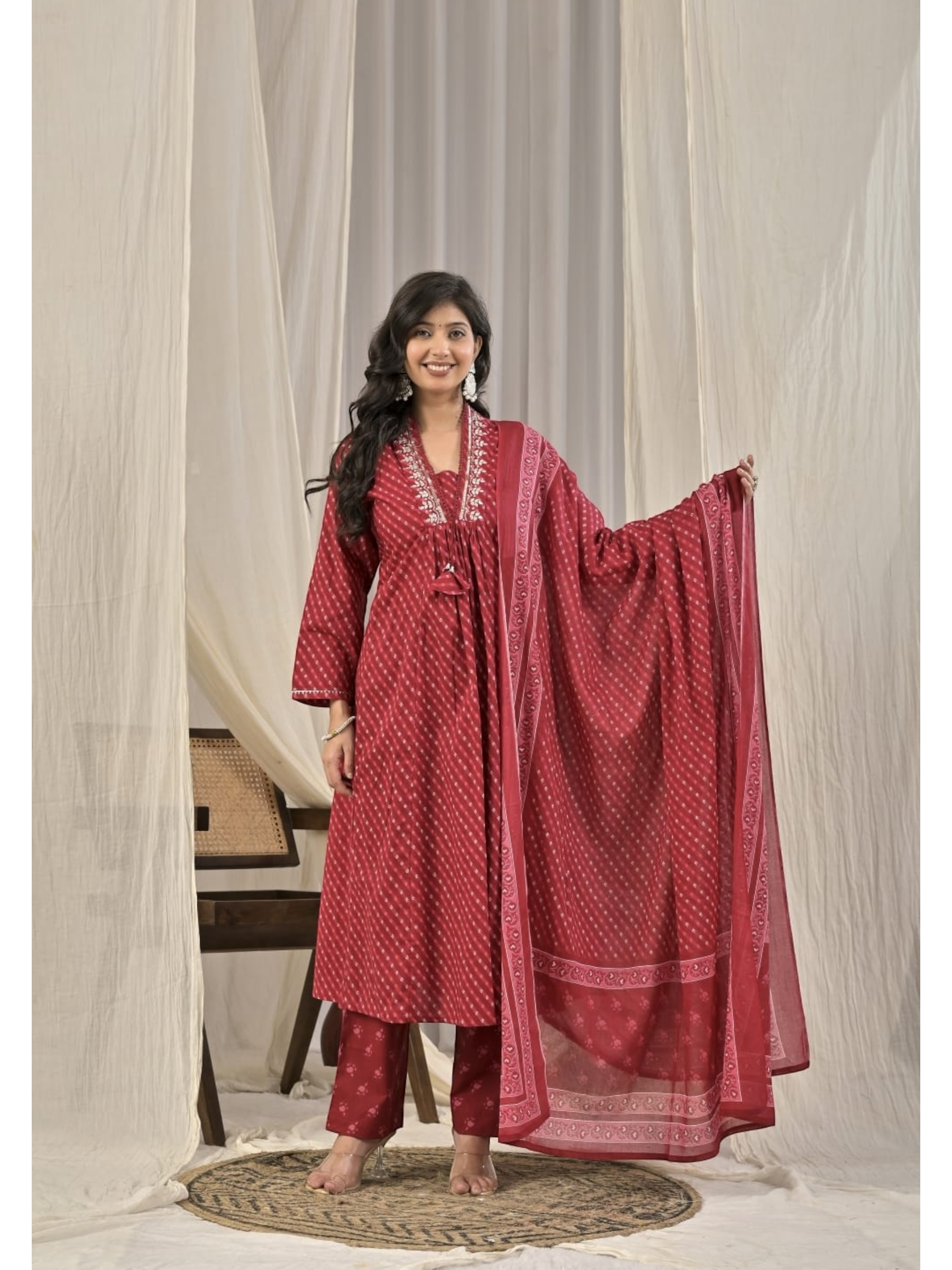 Premium Cotton A-Line Kurti Set
