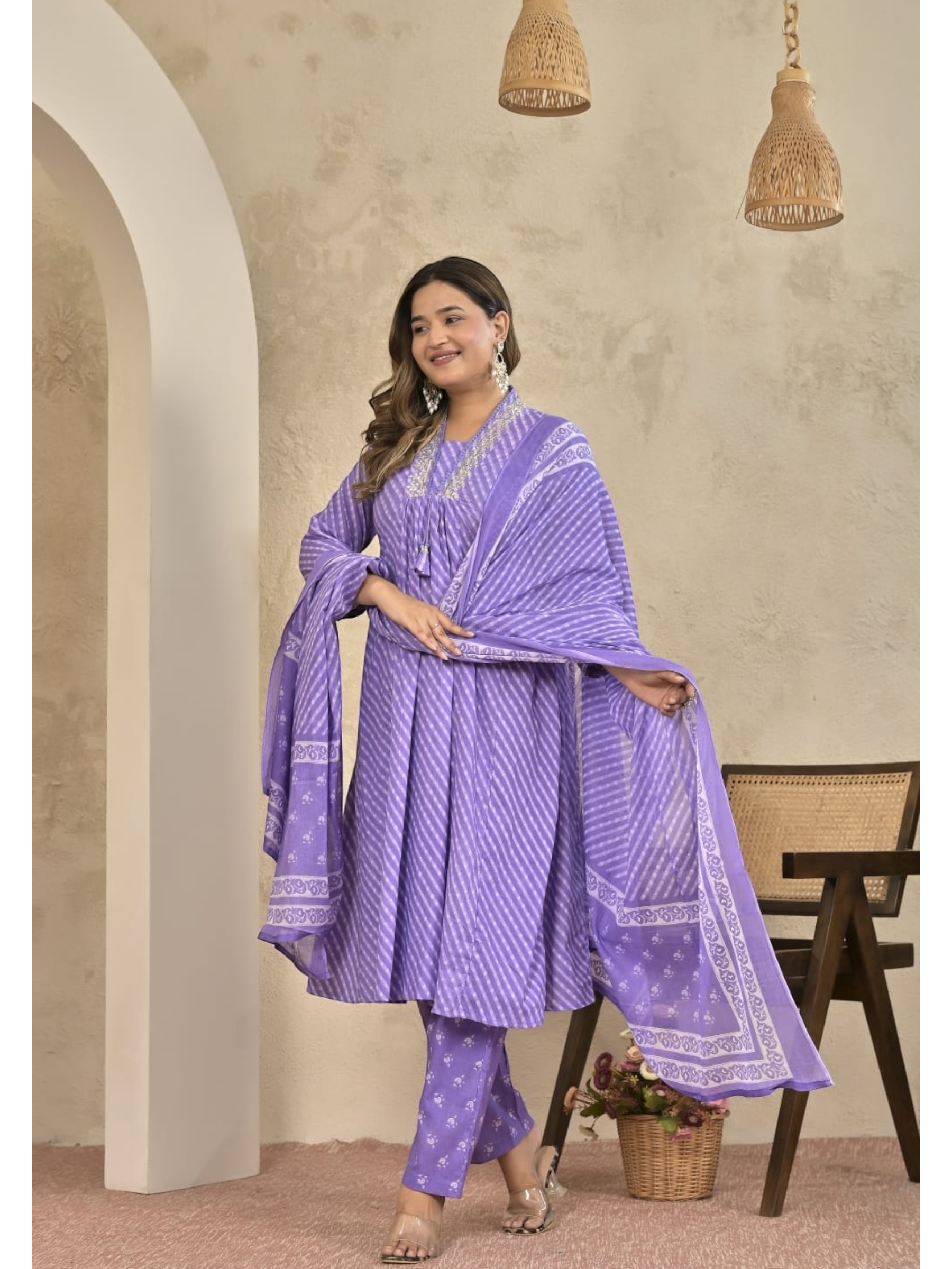 Premium Cotton A-Line Kurti Set