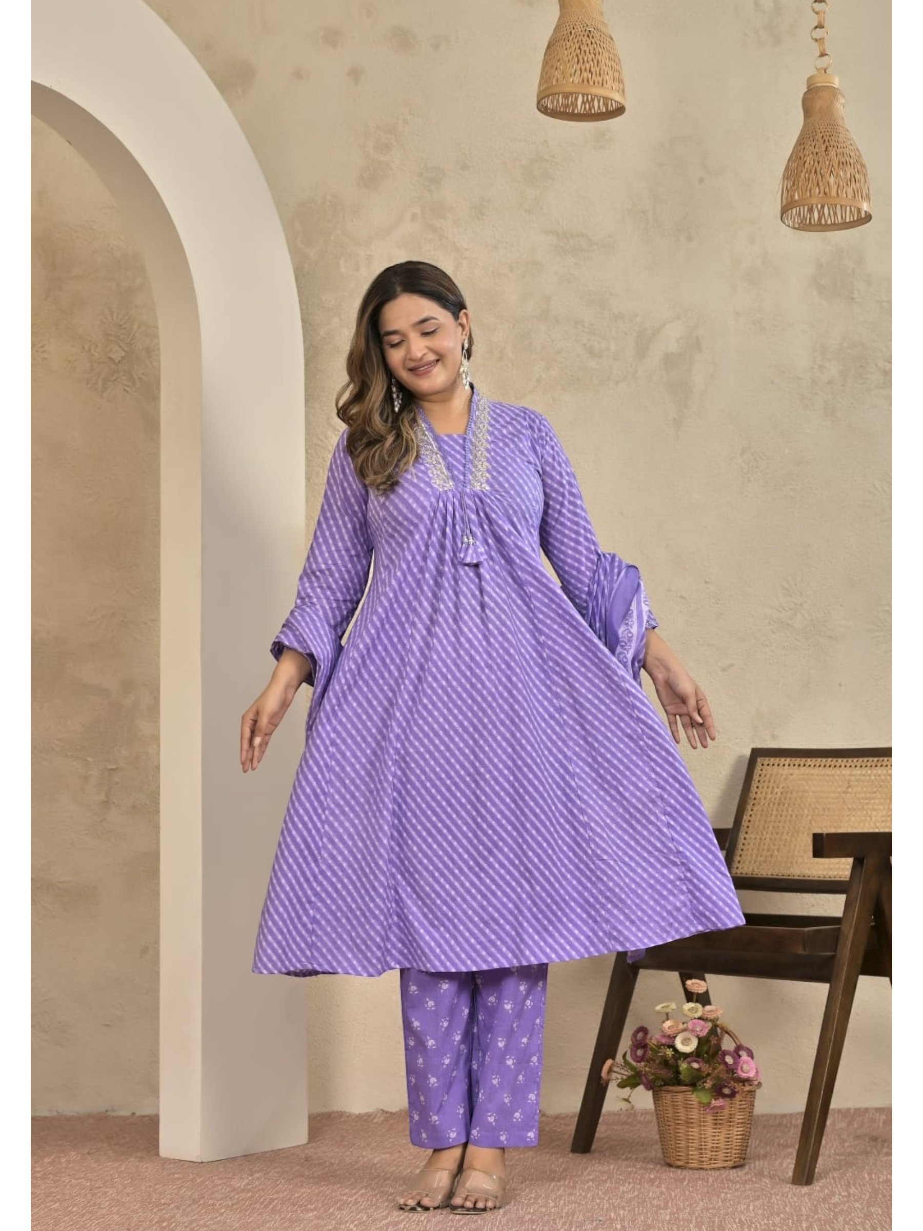 Premium Cotton A-Line Kurti Set