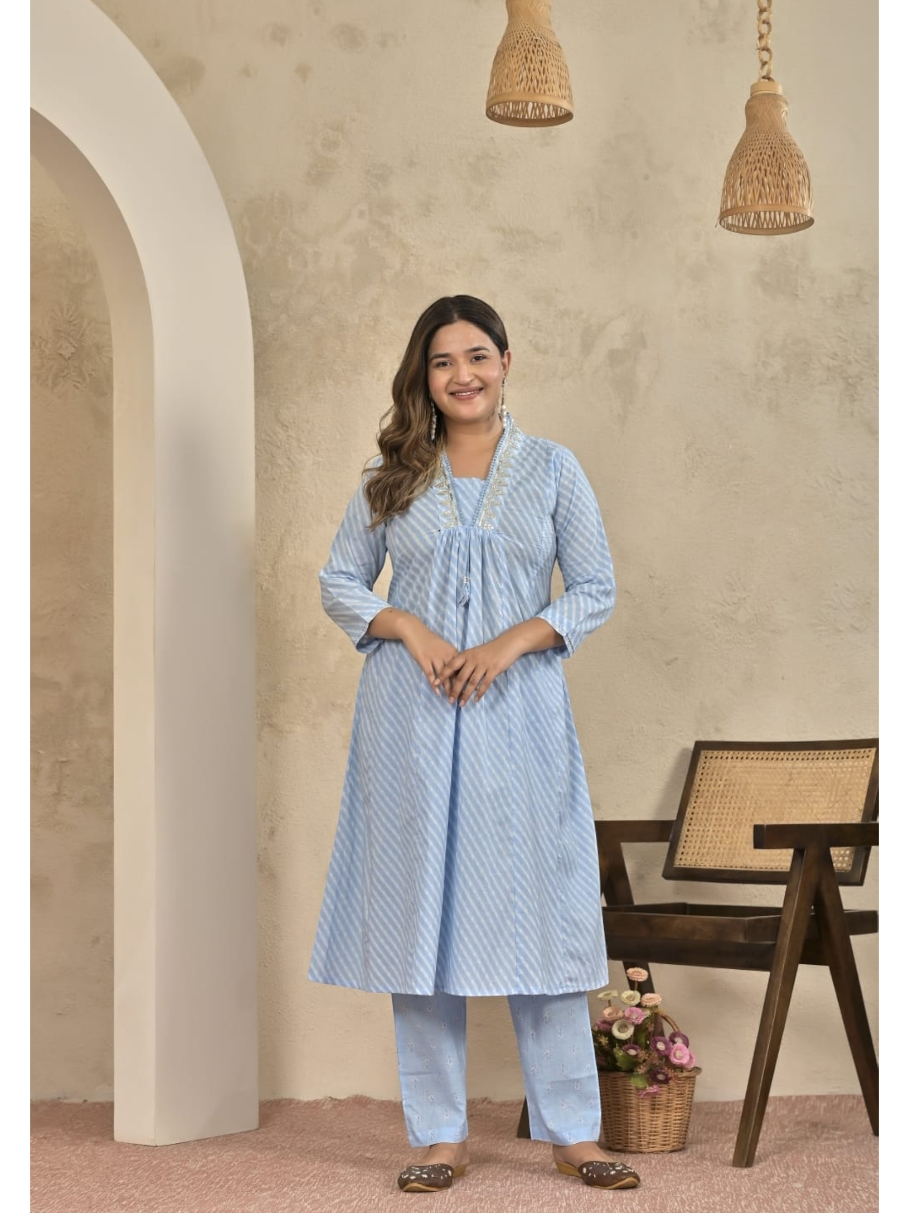 Premium Cotton A-Line Kurti Set