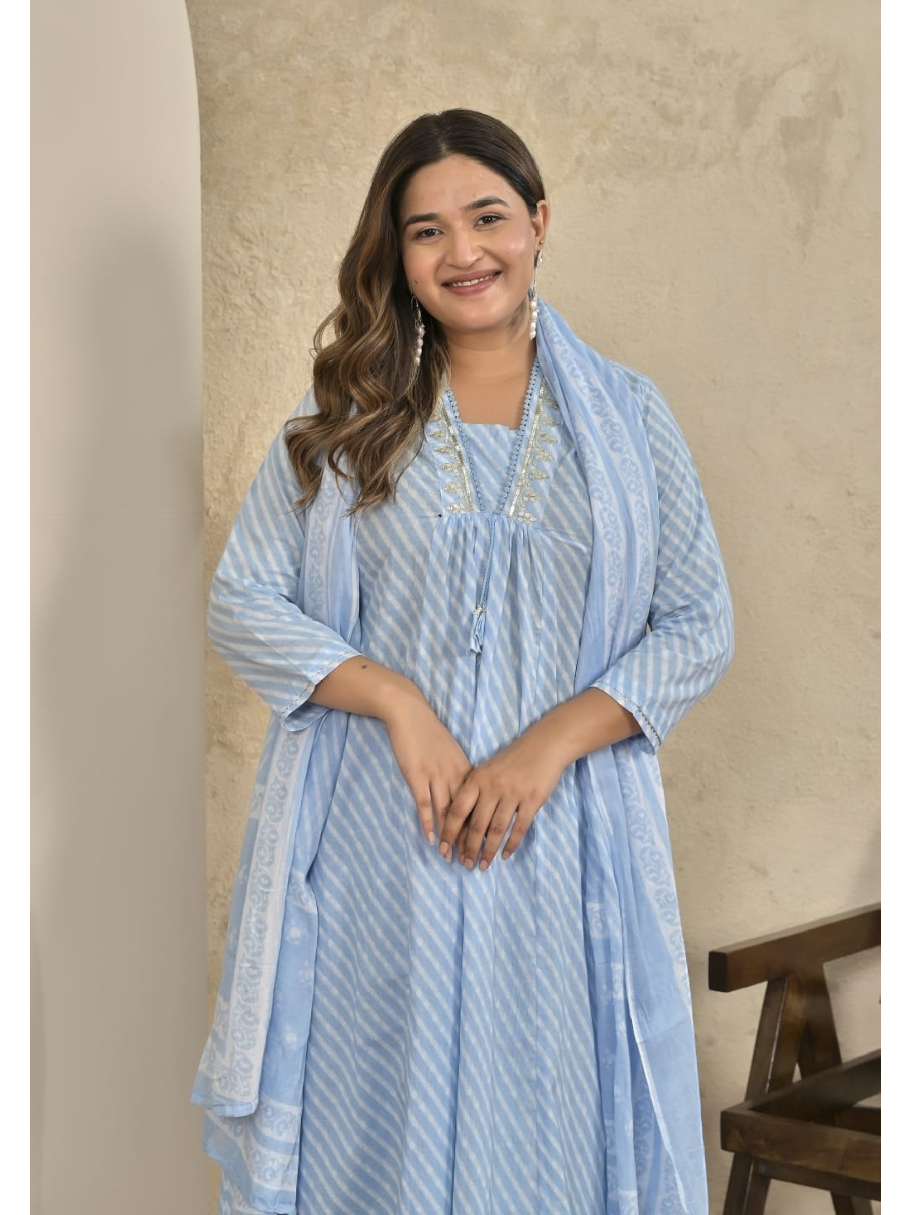 Premium Cotton A-Line Kurti Set
