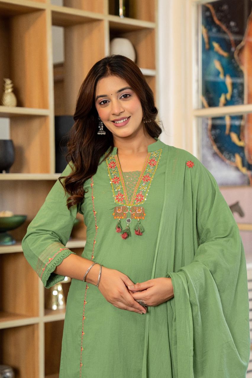 Premium Hand Embroidered Kurti Set