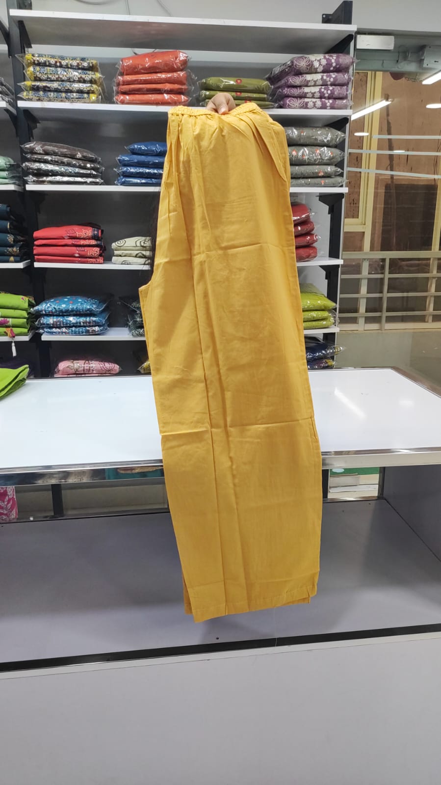 Yello Kurti Set - Embriodery - V Neck