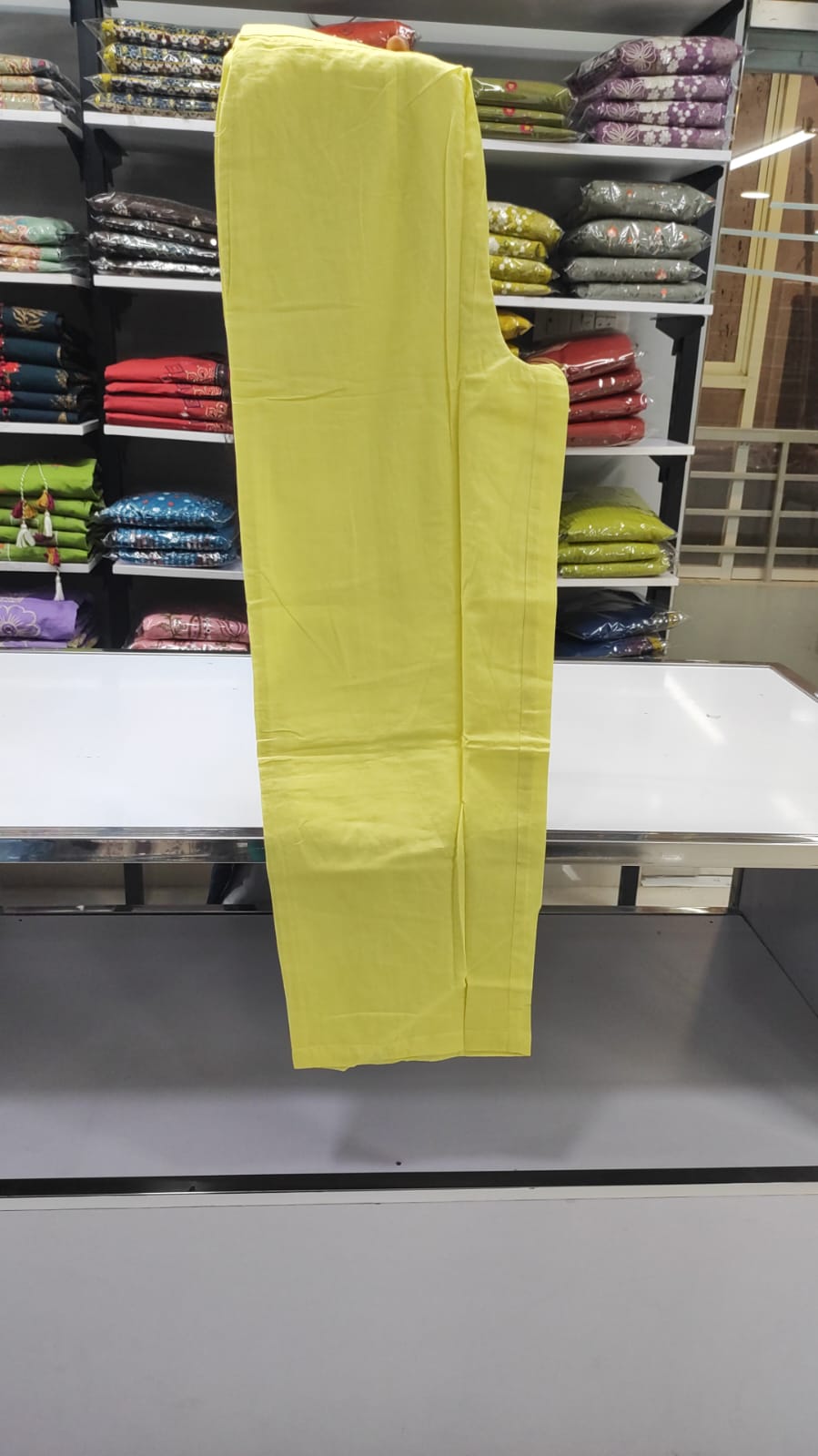 Lemon Yellow Kurti Set - V Neck