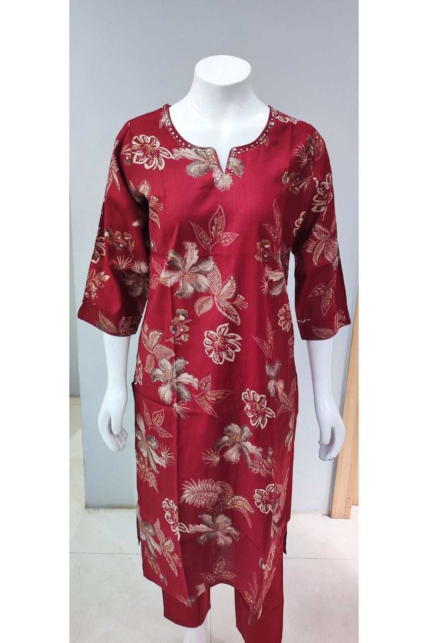 Casual Wear Kurti Set paired with Chiffon Dupatta