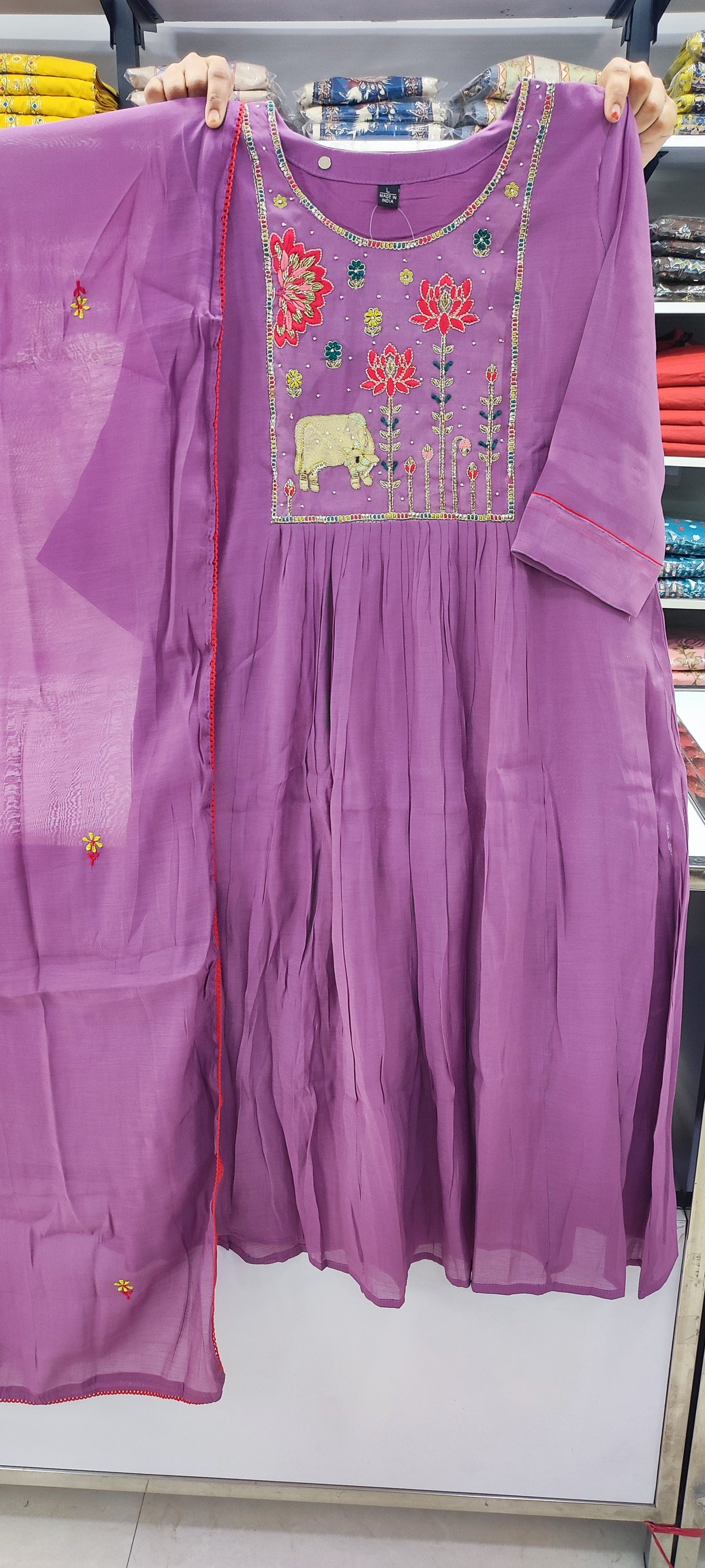 Mall Chanderi Set - Lavender