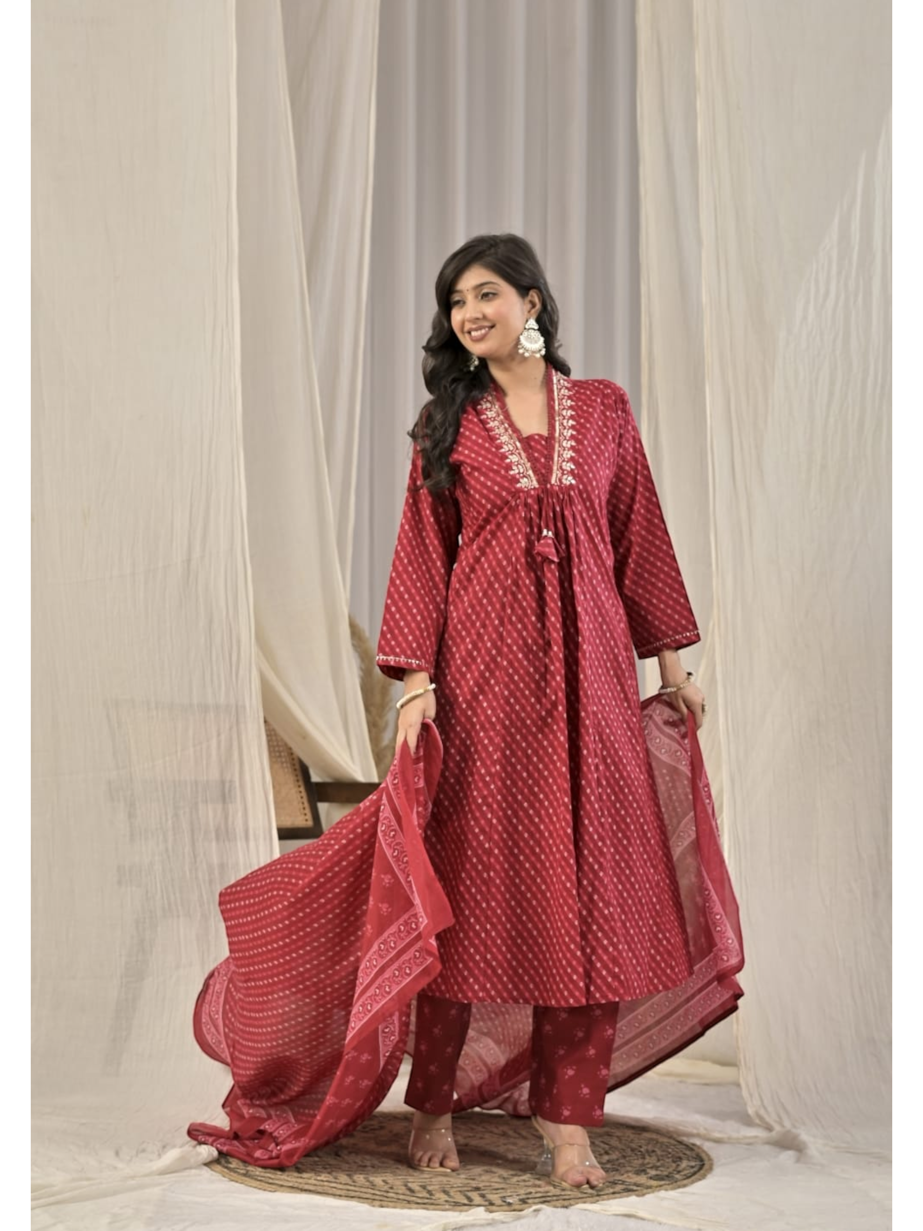 Premium Cotton A-Line Kurti Set
