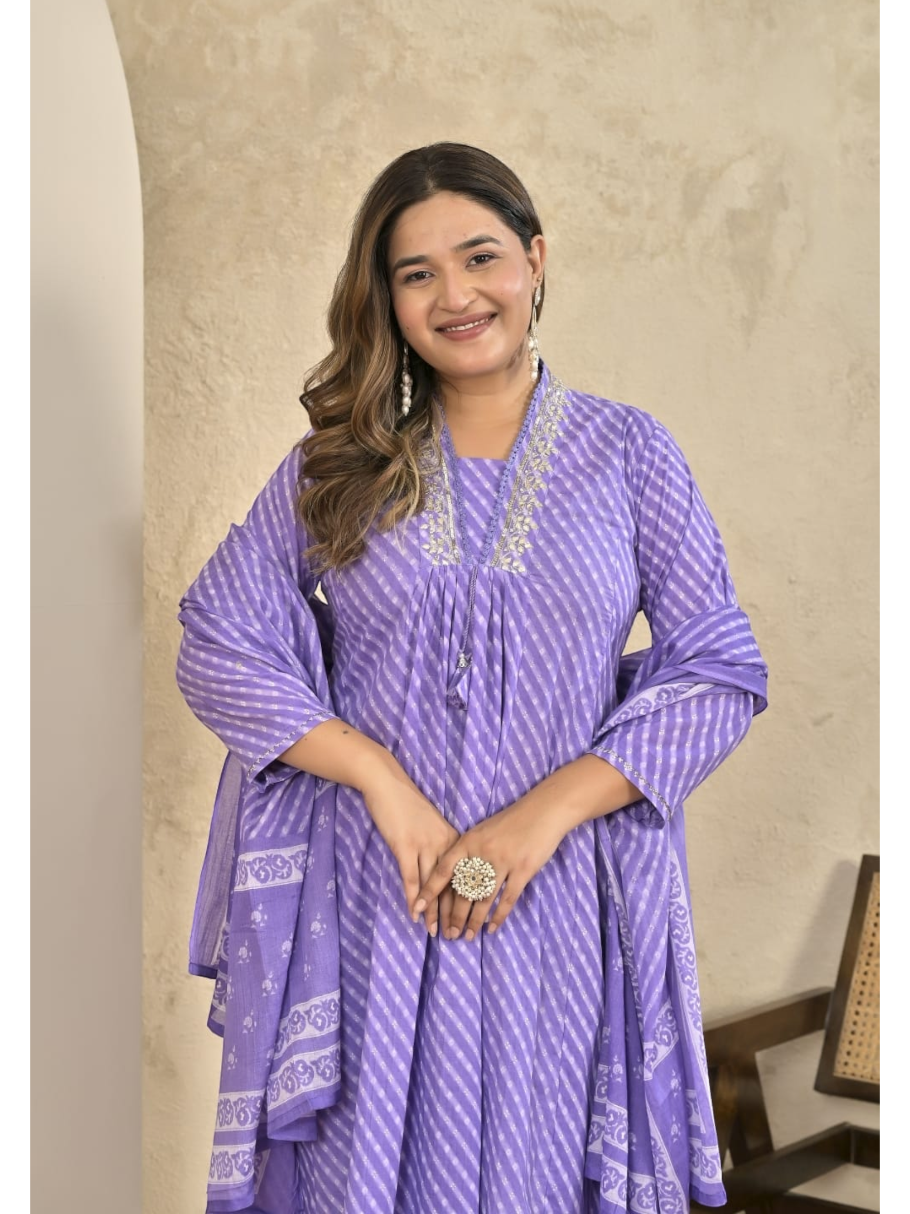 Premium Cotton A-Line Kurti Set