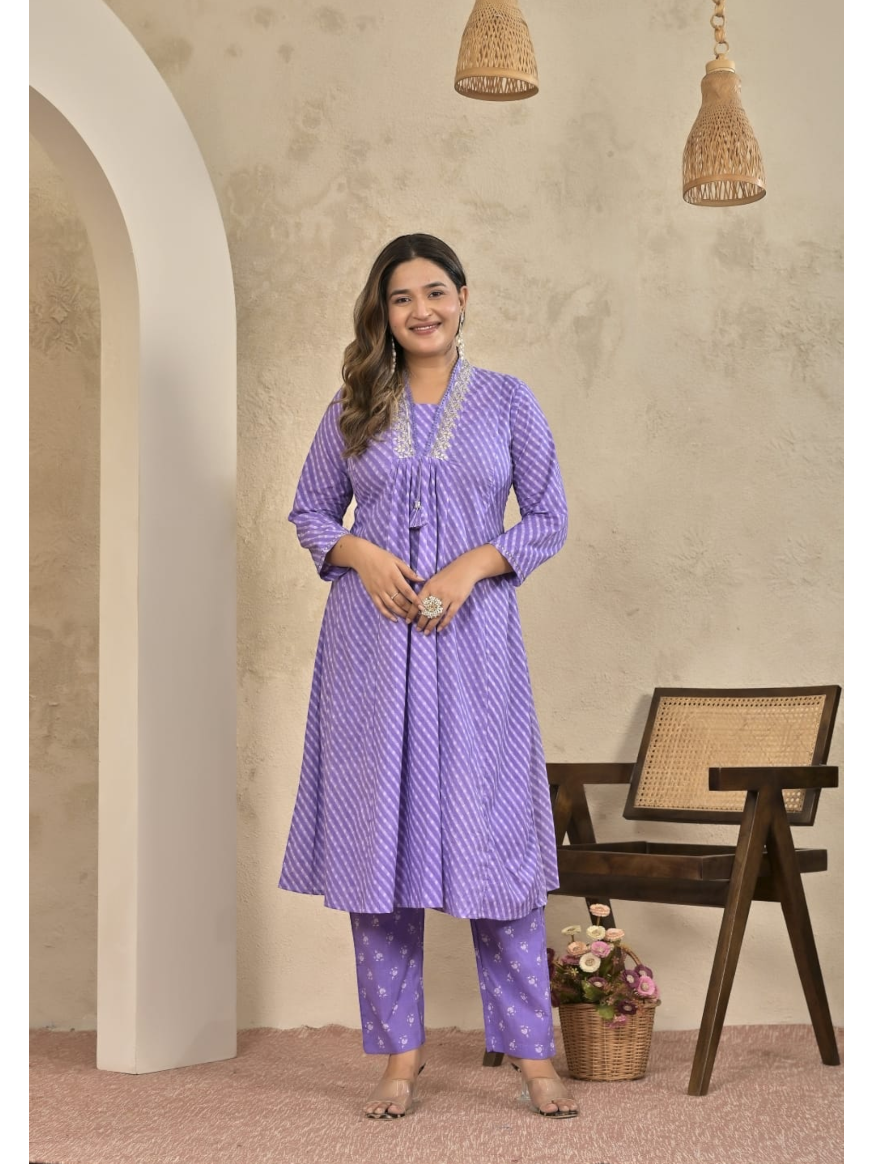 Premium Cotton A-Line Kurti Set