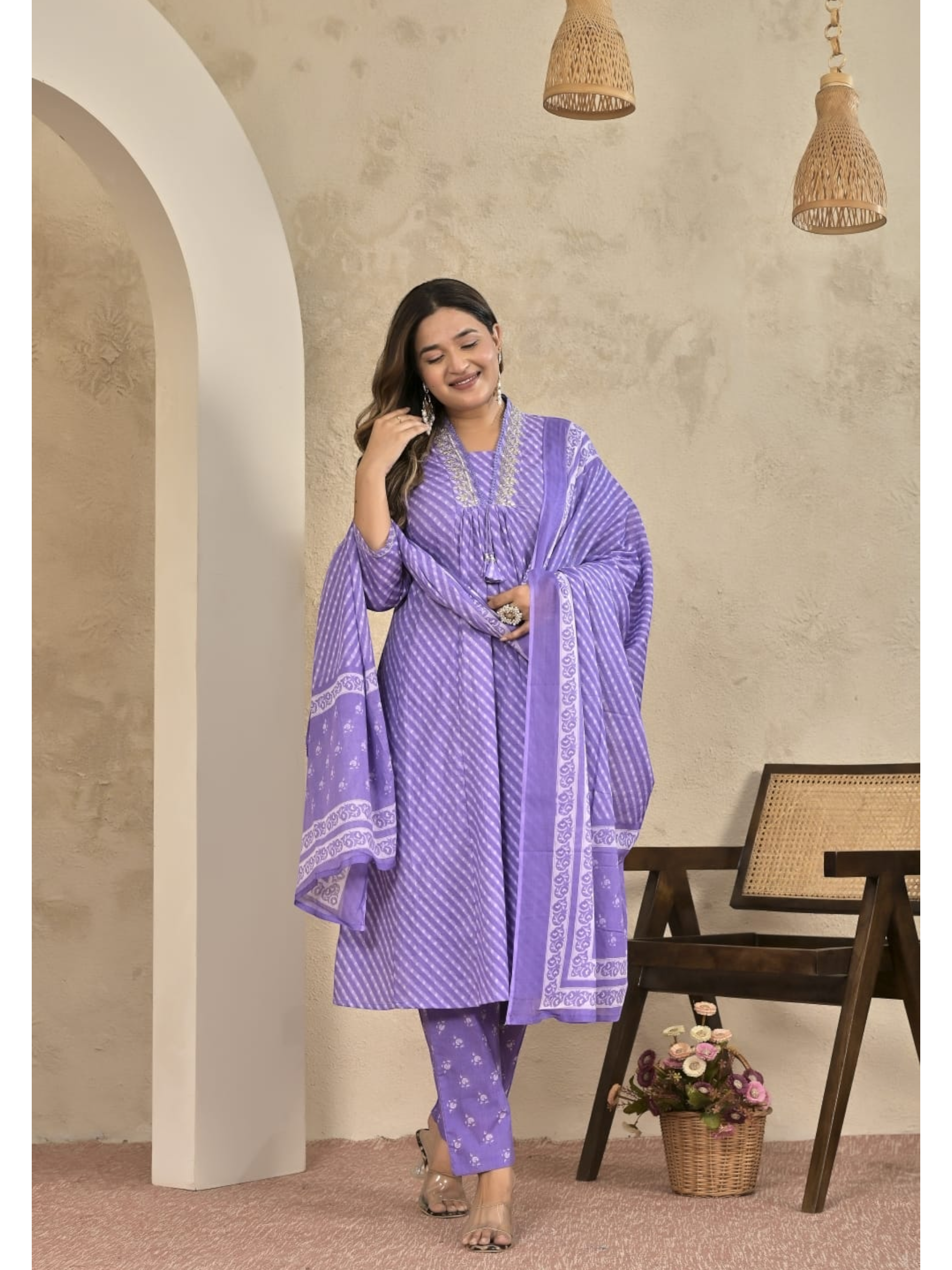 Premium Cotton A-Line Kurti Set