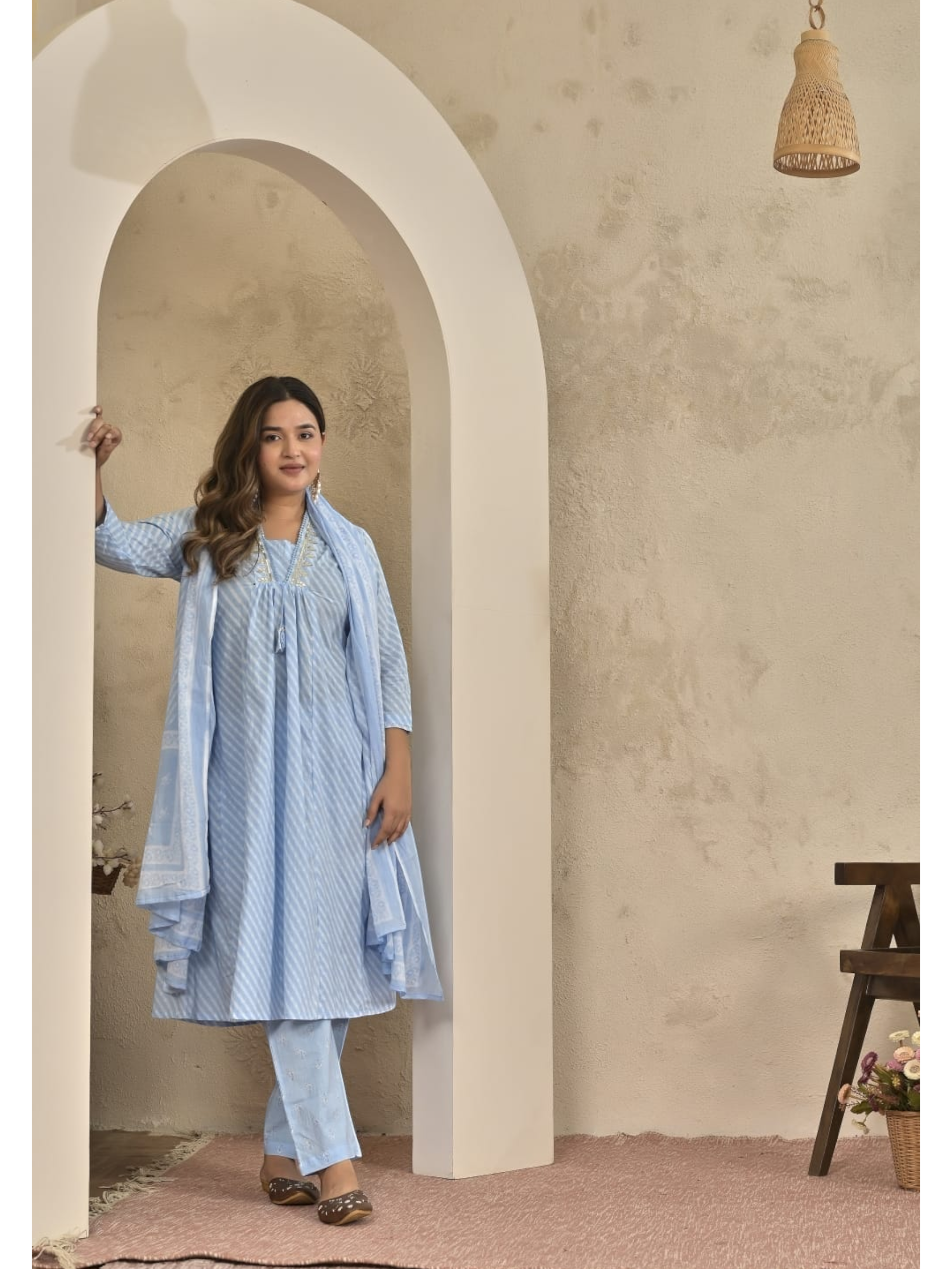 Premium Cotton A-Line Kurti Set