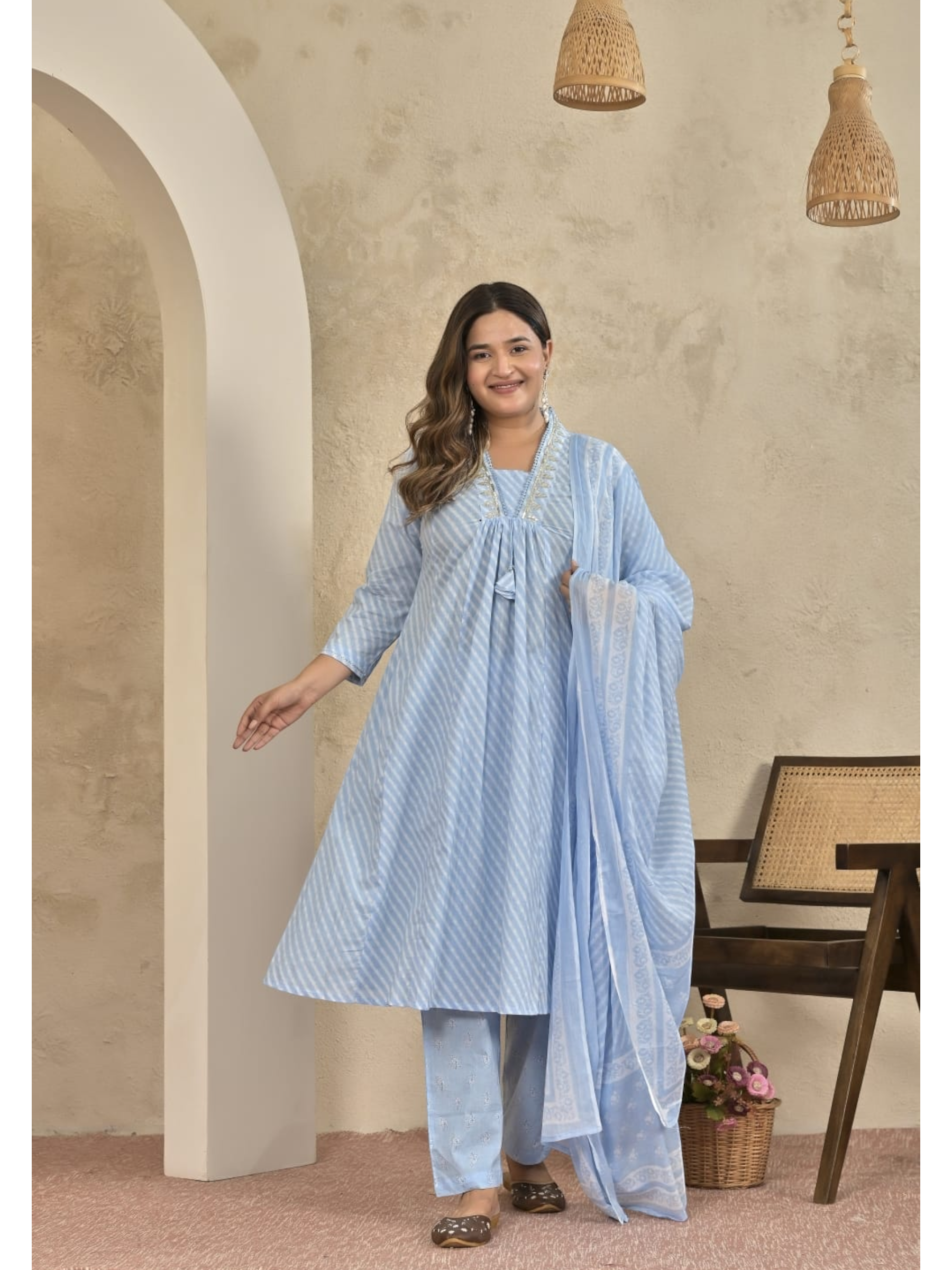 Premium Cotton A-Line Kurti Set