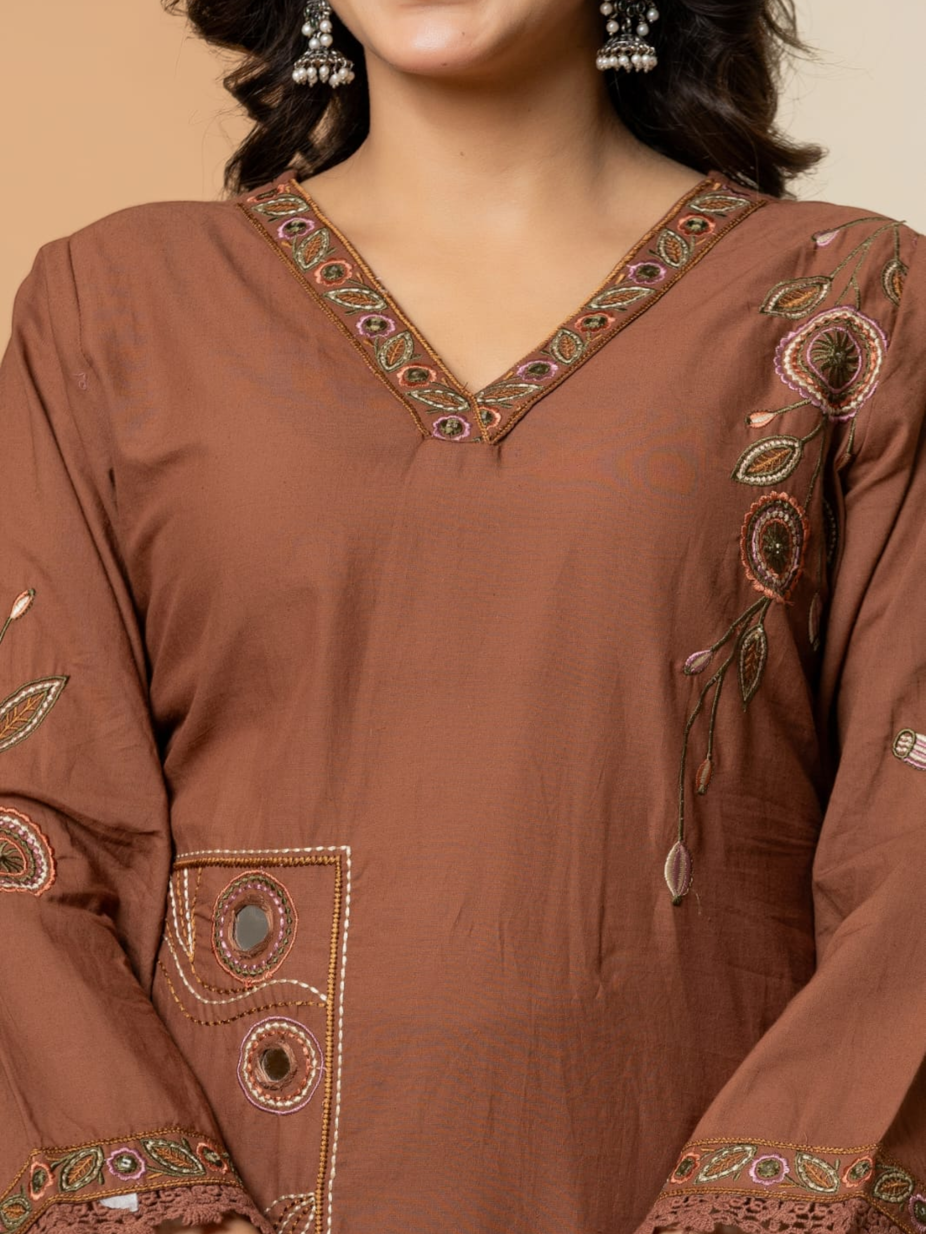 Premium Cotton Embroidered Kurti Set