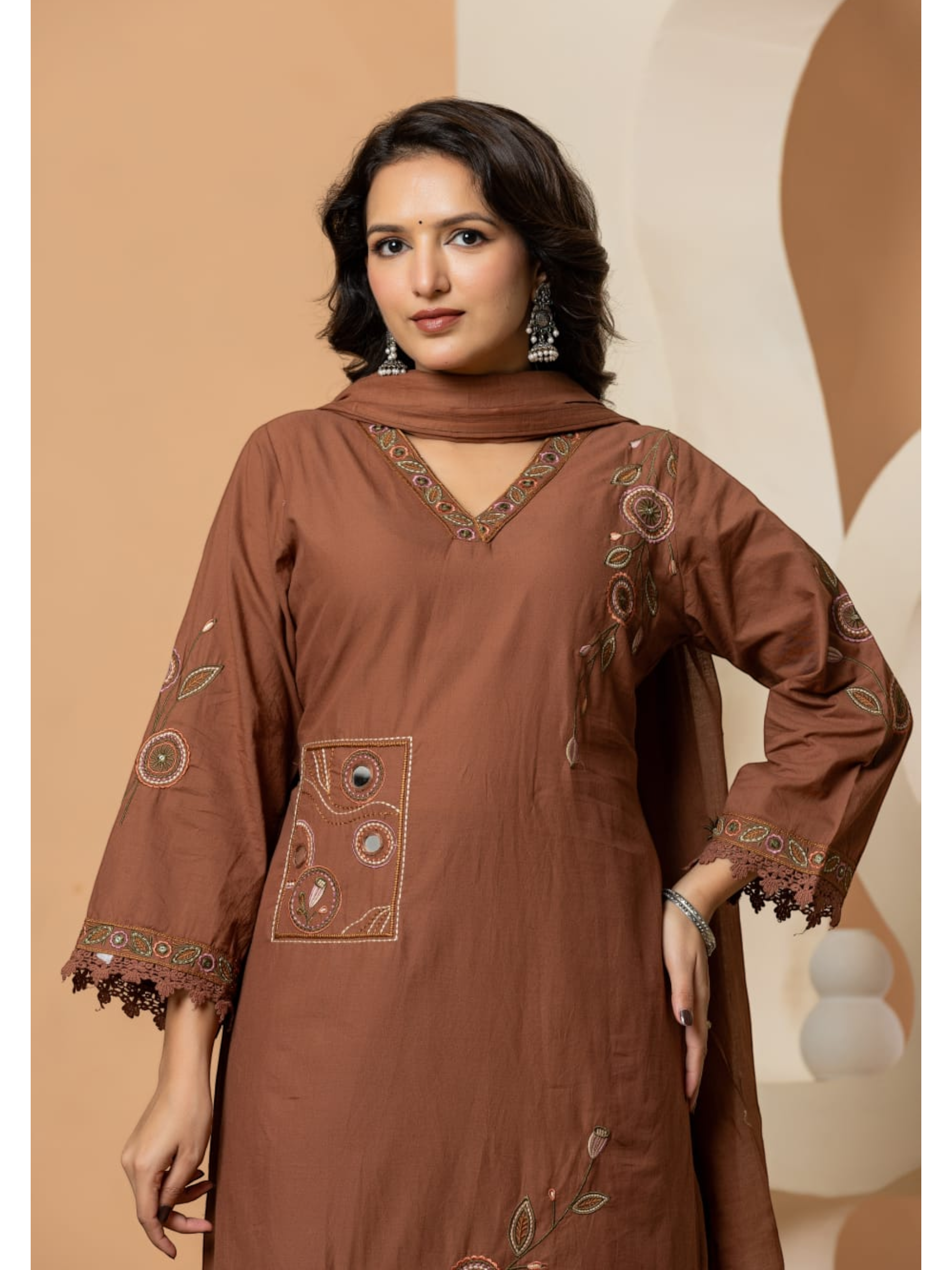 Premium Cotton Embroidered Kurti Set