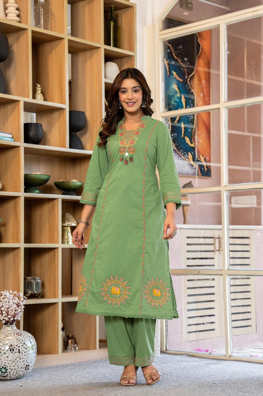 Premium Hand Embroidered Kurti Set