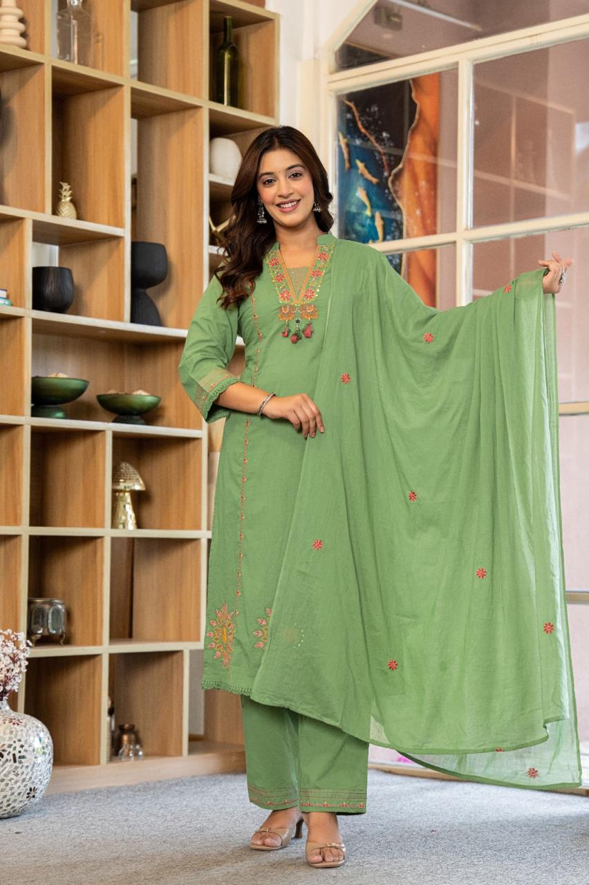 Premium Hand Embroidered Kurti Set