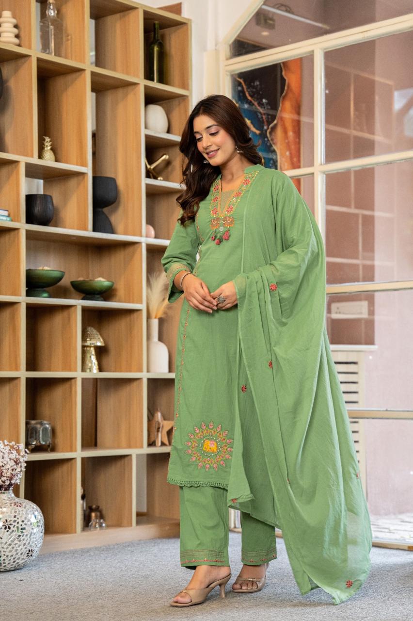 Premium Hand Embroidered Kurti Set