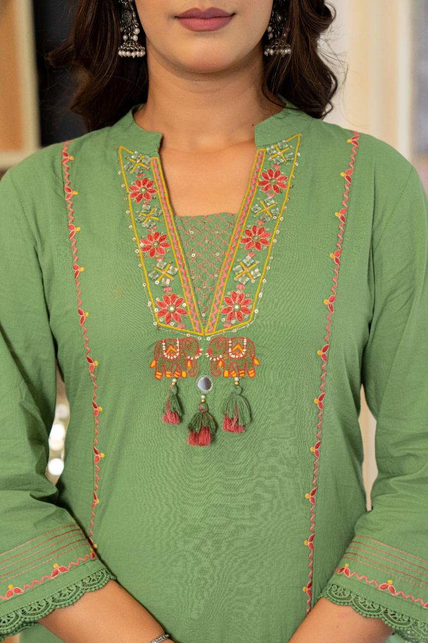 Premium Hand Embroidered Kurti Set