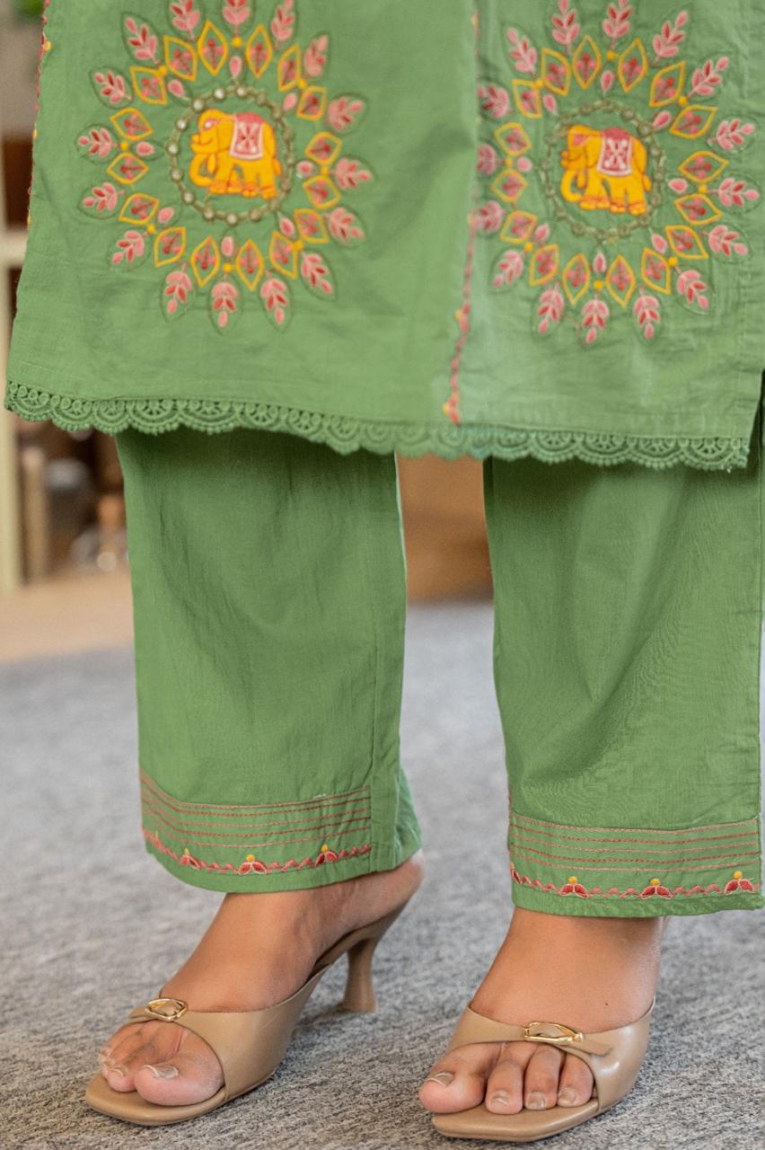 Premium Hand Embroidered Kurti Set