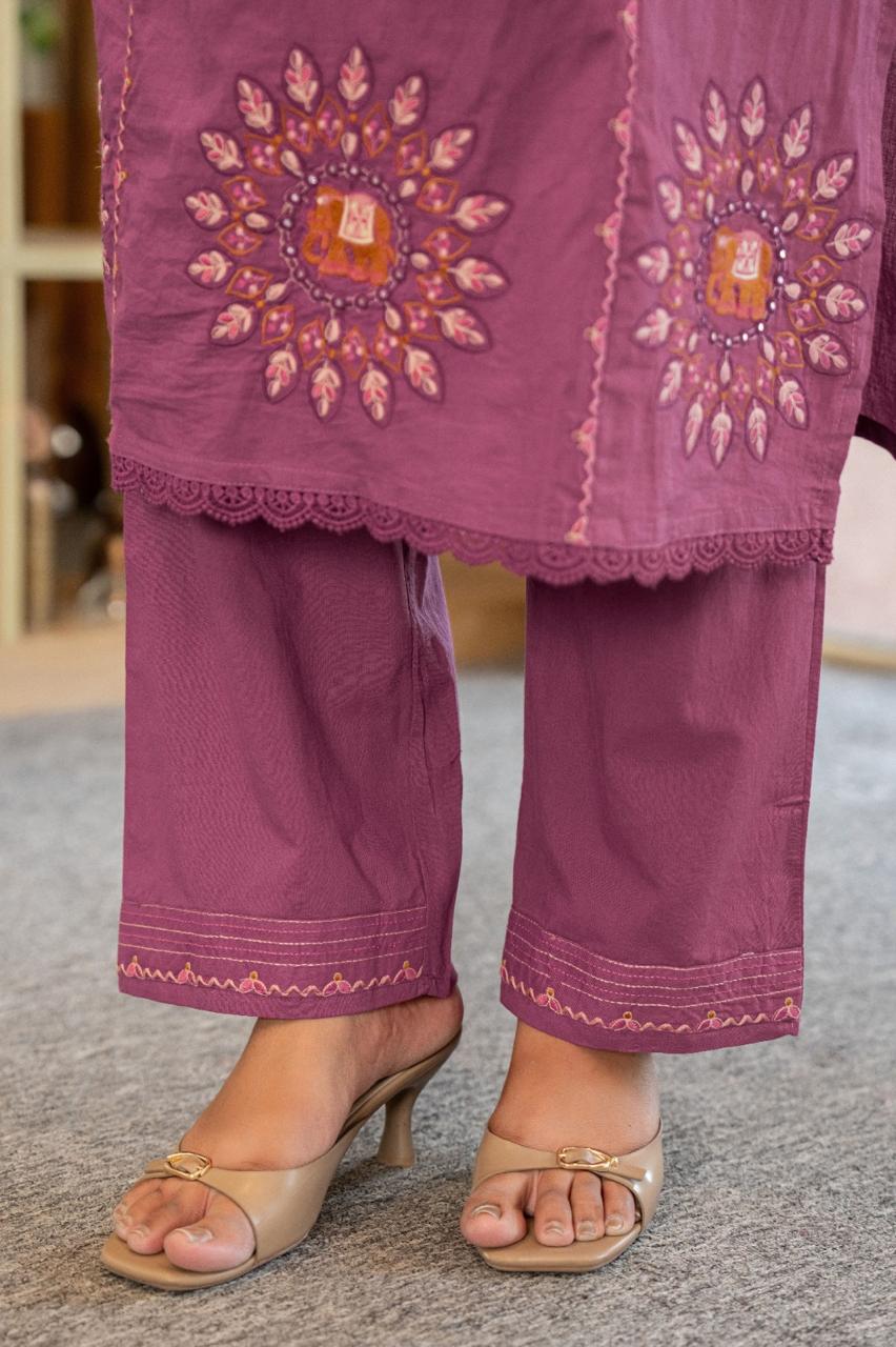 Premium Hand Embroidered Kurti Set