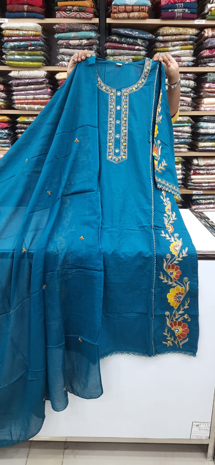 Kurti Set - Blue Color - Embriodery