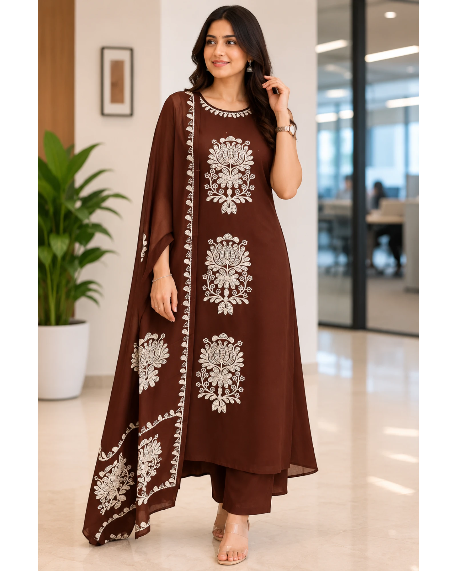 Premium Cotton Embroidered Kurti Palazzo Set