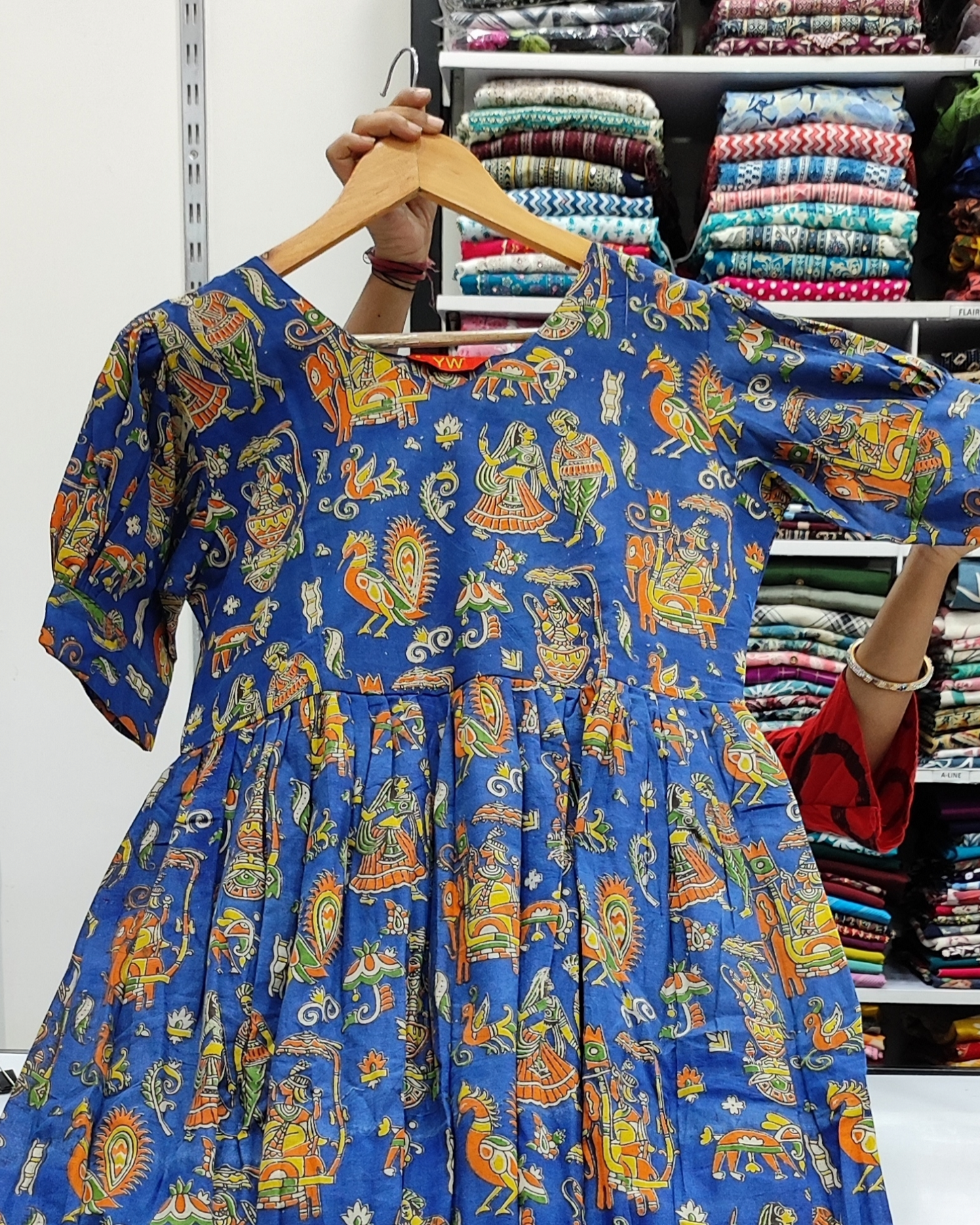 Pure Cotton Kalamkari Frock - Blue (KC93)